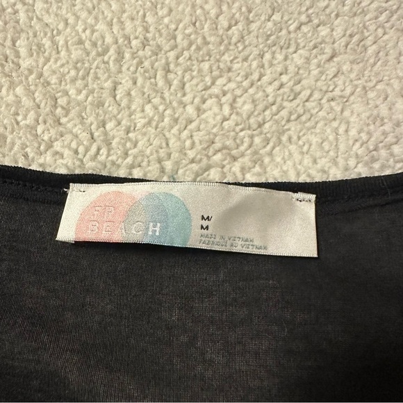 Free People Tiered Long Sleeve Oversized Deep Scoop Sunseeker Maxi T Dress Black - Picture 9 of 16